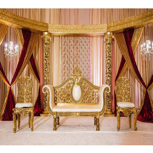 Fascinante escenario de boda asiento de amor con sillas Ceremonia de boda única juego de sofá de asiento victoriano boda tallada sofá y sillas - Product Image 1