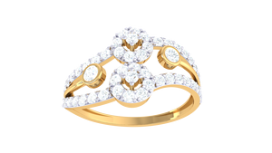 แหวนเพชรวงกลมสองชั้นดีไซน์หรูหราสีทองสำหรับของขวัญหมั้นและงานแต่งงาน - Product Image 6