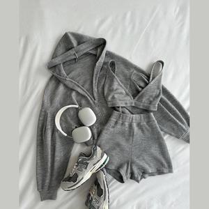 Conjunto Deportivo de 3 Piezas para Mujer, Chaqueta Deportiva con Cierre, Top de Manga Larga, Ropa Deportiva, Tela Spandex, Conjuntos de Yoga - Product Image 1