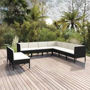 Conjunto Modular Grande de Muebles de Jardín de Ratán Sintético Negro - Product Image 1