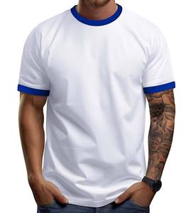 New Arrival High Quality Men's T Shirts Drop Shoulder ringer Cotton Street wear T-shirt Heavyweight Looser Fit Breathable Shirt - Product Image 4