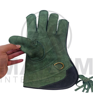 Guantes de cetrería de cuero hasta la muñeca, hechos a mano, de piel de vaca, clásicos, para deportes al aire libre, duraderos para las cuatro estaciones - Product Image 6