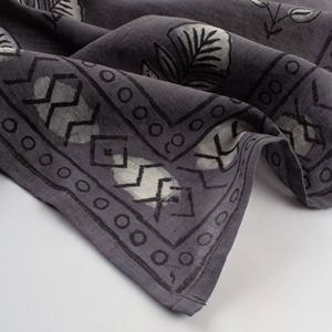 ผ้าโพกหัวอินเดียพิมพ์ลายบล็อกทำด้วยมือสีเทาสำหรับผู้หญิงผ้าโพกหัวผ้าฝ้าย100% - Product Image 6