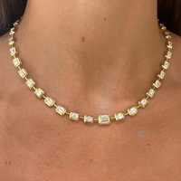 Collier ras-de-cou tennis en or 14 carats avec diamant de laboratoire taille émeraude, 15 carats, serti clos, bijoux de mariage et de mariée gradués, 16 pouces