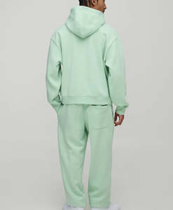 Conjunto de Sudadera con Capucha y Pantalones de Felpa 100% Algodón, con Logotipo Bordado Personalizado, Estilo Casual de Invierno, Ropa Urbana para Hombre, Conjunto de 2 Piezas - Product Image 2