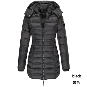 <b>Women's</b> Khaki Hooded Quilted Puffer Jacket Long Zipper Thick <b>Winter</b> <b>Coat</b> - Product Image 2