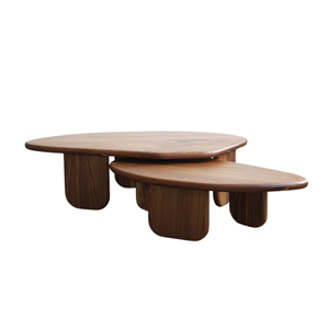 Contemporary Pebble <b>Nesting</b> <b>Coffee</b> <b>Table</b> <b>Set</b> Handmade Solid Teak Organic Modern Center <b>Table</b> Premium Home Furniture - Product Image 1