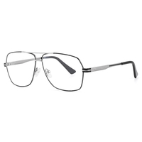 Montures optiques carrées en métal pour hommes, double pont, lunettes bicolores, vente en gros, fabricant de lunettes avec logo personnalisé OEM