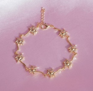 Sun Gold Plated Sterling Silver Cubic Zirconia Celestial Dainty Minimalist Luxury <b>Charm</b> Bracelet Birthday Anniversary Gift - Product Image 4