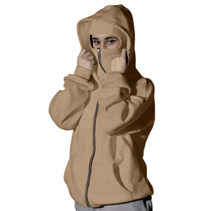 Sweat-shirt d'hiver personnalisé, surdimensionné, à double capuche zippée, avec masque ninja et cagoule, impression numérique - Product Image 5