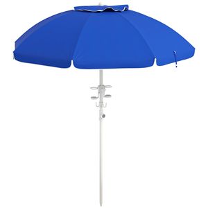 Ombrellone da Spiaggia Blu Zaffiro 5.7 con Regolazione Inclinazione, Altezza Regolabile, 2 Portabicchieri, Ganci, Ventilazione e Volant per Viaggi - Product Image 2