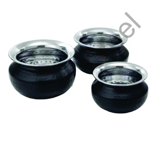 ทุบด้วยสแตนเลสสตีลขัดเงาสีดำทำจากสเตนเลสสตีลสีทองแดงขัดเงาผนังด้านเดียวของปัญจาบ Jabi handi - Product Image 1