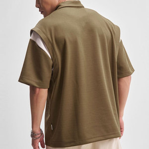 Polo de Algodón Verde Oliva para Hombre, Transpirable, Liso, de Manga Corta, Estilo Casual para Adultos, Corte Holgado - Product Image 3