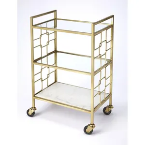 Carrito de Servicio Metálico Premium Hecho a Mano para Hoteles y Restaurantes, Carro Metálico Hecho a Mano, Plateado, Seguro, de Zahid Exports - Product Image 2