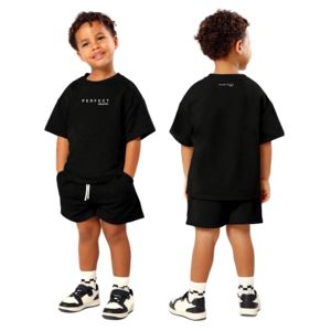 Camiseta y pantalones cortos deportivos de verano para niños, personalizados con impresión 3D, libres de impuestos, cintura elástica, 100% poliéster. - Product Image 4
