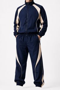 Conjunto Deportivo para Hombre, Negro y Blanco, Ecológico, Elástico en Cuatro Direcciones, Ligero, con Capucha y Cremallera Completa, Estilo Casual, Secado Rápido - Product Image 2