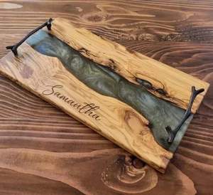 Bandeja de Café Personalizada, Bandeja de Servicio de Madera y Resina Duradera, Excelente Empaque, Bandeja de Servicio y Almacenamiento de Té de Madera y Resina Hecha a Mano de Buena Calidad - Product Image 6