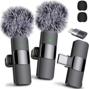 2-Pack Wireless Microphone for iPhone iPad Android Lavalier Video Recording Mic Crystal Clear Sound for All Devices - Product Image 1
