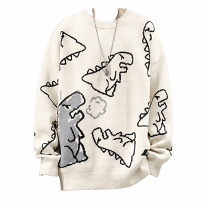 Pull-over personnalisé pour homme, anti-plis, tricoté à la machine, col rond, décontracté, motif décoratif sur le devant, manches longues, hiver, vente en gros - Product Image 1