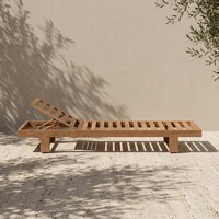 Chaise longue de patio en teck à lattes, résistante aux intempéries, qualité AB, pour projets hôteliers et resorts
