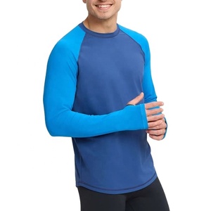 Men's Oversized <b>Raglan</b> <b>Sleeve</b> <b>T</b>-<b>Shirt</b> Solid Color Contrast Trim O-Neck Casual Long <b>Sleeve</b> 100% Cotton Knitted Fabric - Product Image 3