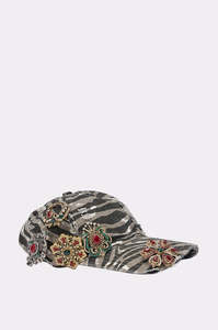 Casquette de baseball Y2K unisexe à rayures léopard, ornée de strass, ajustable, 6 panneaux, style streetwear décontracté, 100 % coton - Product Image 3