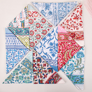 Handkerchief unisex bandana bohemian face cover handmade block printed cotton scarf summer hair <b>wraps</b> skin-friendly - Product Image 6