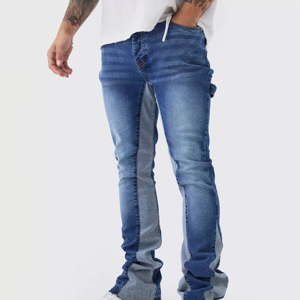 Jean en denim pour homme, coupe droite, effet moustache, en coton tissé uni, style décontracté, taille mi-haute, pour automne/printemps/hiver - Product Image 2
