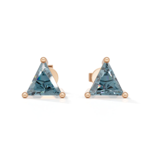 Rose Gold Plated Sterling <b>Silver</b> Trillion Cut London Topaz Prong <b>Set</b> <b>Stud</b> <b>Earrings</b> Classic Women's Jewelry Heerani Jewels Water - Product Image 2