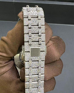 Montre mécanique entièrement sertie de diamants Moissanite VVS pour homme, en acier inoxydable, style luxe, mode hip-hop, prix de gros - Product Image 4
