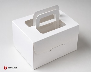 Custom <b>Small</b> Cake <b>Box</b> with Handle 15x15x12cm Bakery Food Grade <b>Packaging</b> Custom Logo Print - Product Image 6