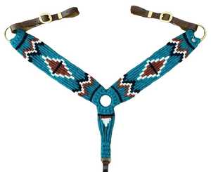 Collier de poitrage pour cheval Western, motif Navajo perlé, finition en laine et cuir, taille COB et FULL, modèle personnalisable, marque BREASTCOLLAR - Product Image 1