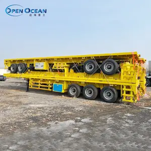 Howo Truck Aluminium Flatbed 3 Axles 45ft 40tons Heavy Transport Trailers Lockable Flatbed Truck Trailers For Cargo Shipping