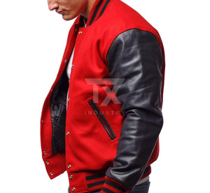 Vestes de baseball pour hommes en cuir véritable sur mesure, vente en gros OEM, design de logo par transfert thermique, vestes bomber varsity - Product Image 2