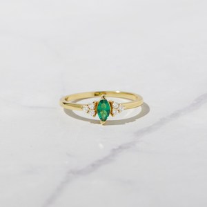 <b>Emerald</b> Marquise <b>Ring</b> 925 Sterling <b>Silver</b> 14K Gold Plated Dainty May Birthstone <b>Ring</b> Gift For Her Women Jewelry - Product Image 5