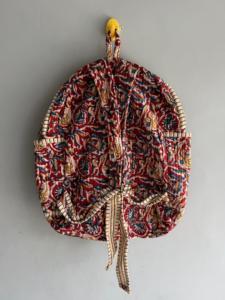Bohemian Cotton <b>Drawstring</b> <b>Backpack</b> With Floral Pattern Red Multi Color Daily Use - Product Image 6