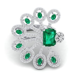REYES Luxurious 1.75 Carat Emerald Gemstone Engagement <b>Rings</b> in 14K Solid Gold Moissanite Bridal Gift Jewelry For Weddings - Product Image 1
