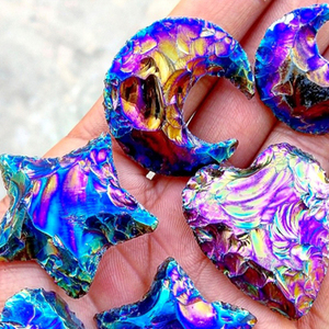 เครื่องประดับอัญมณีแกะสลักจากแก้วคริสตัลรูปพระจันทร์เสี้ยว ดวงดาว และหัวใจเคลือบออร่าออบซิเดียน ยอดนิยม ดีไซน์ทันสมัย สไตล์ศาสนา - Product Image 2