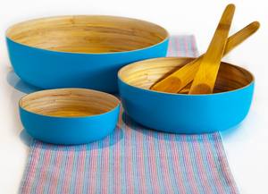 ชามสลัดทำด้วยมือทำจากไม้ไผ่ม้วนธรรมชาติสีที่ไม่ซ้ำกันเป็นมิตรกับสิ่งแวดล้อมหรูหรารับประทานอาหารเพื่อสุขภาพ - Product Image 4