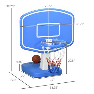 Canestro da basket per bordo piscina con palla e pompa per piscine interrate - Blu - Product Image 3