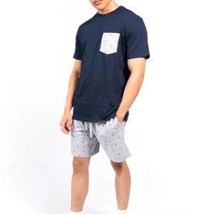 High Quality Custom Logo Men's Summer Solid <b>Knitted</b> <b>Set</b> White Shirt & Red Shorts Polyester/Cotton Breathable High Street Style - Product Image 1