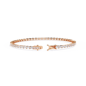Pulsera de tenis con diamantes talla esmeralda East West – Diamantes de laboratorio DEF CVD con corte escalonado, oro rosa de 10K, 14K, 18K, pulsera de eternidad - Product Image 2