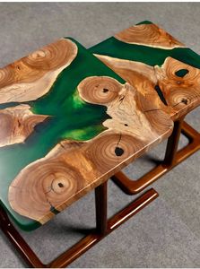 Artenza Decor Plateau décoratif de luxe en résine et bois fait main, effet marbre vert, vase de table moderne pour la décoration intérieure - Product Image 2
