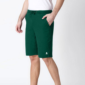 Pantalones Cortos Bermuda Casuales para Hombre, Color Verde Sólido, Cintura Media, Cierre con Cordón, 100% Algodón, Transpirables, Diseño con Bolsillos, Tejido de 220g - Product Image 2