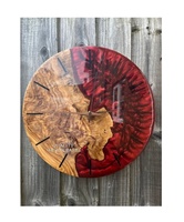 Horloge murale moderne en bois et résine époxy, plaque épaisse de 25 mm, affichage à aiguilles, multicolore, fonctionnant à piles, style antique, pour la maison