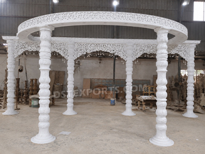 Mandap Circular de Lujo para Bodas con Pilares Tallados en Oro, Mandap Gujarati Lagan, Mandap Tradicional Hindú para Matrimonios, Envío a Estados Unidos - Product Image 6