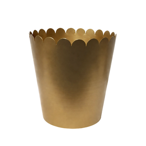 Pot de fleurs décoratif moderne en métal doré à bords festonnés, pot de fleurs d'intérieur de luxe, porte-plantes de table, décoration pour la maison et le salon - Product Image 2