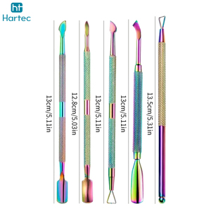 High-Quality Newest Complete <b>Nail</b> Art Grooming Set Professional Grade Cuticle Pushers and Scrapers Rainbow Titanium Coating - Product Image 5