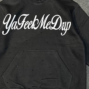 Conjuntos de chándales desgastados de 400 g/m² con logo y diseño personalizados, estampado en relieve, chándales de trabajo para hombre con pedrería. - Product Image 4