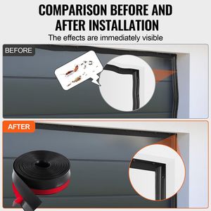 Guarnizione Universale per Porta del Garage da 20 Piedi, Sostituzione in Materiale Composito Morbido e Rigido, Sigillante per Parte Superiore e Laterale, Impermeabile per Appartamenti - Product Image 5
